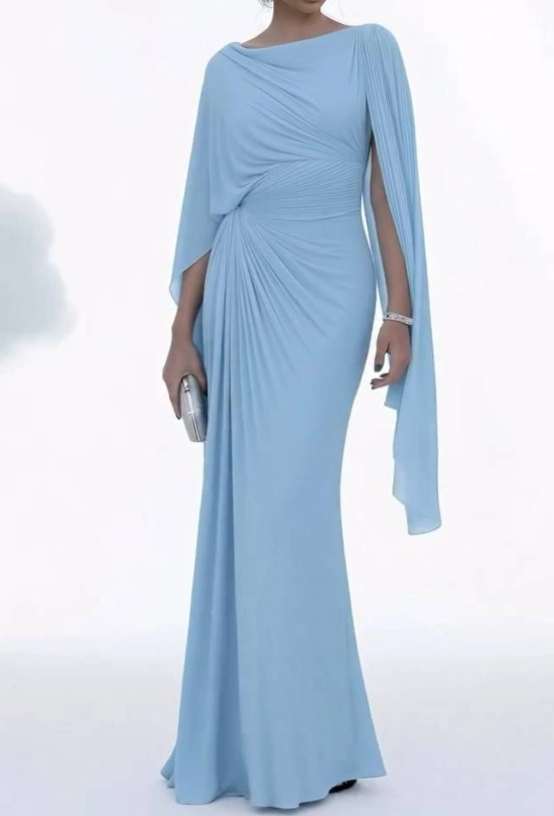 Demure High Waist Solid Banquet Dress