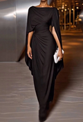 Demure High Waist Solid Banquet Dress