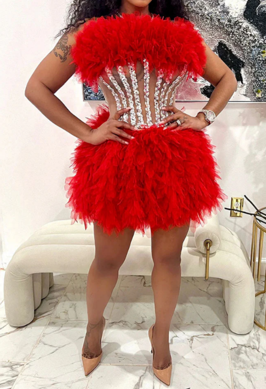 Rhinestone Tulle Party Dress