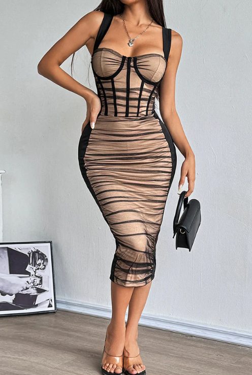 See-Through Gauze Slim Dress