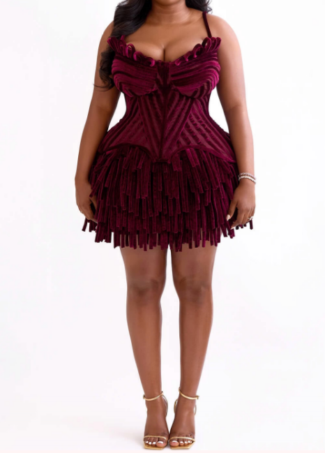Demure Tassel Mini Skirt Occasion Set