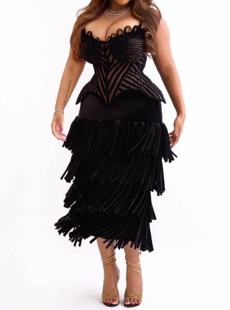 Demure Tassel Skirt Occasion Set