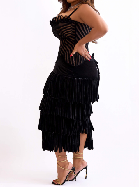 Demure Tassel Skirt Occasion Set
