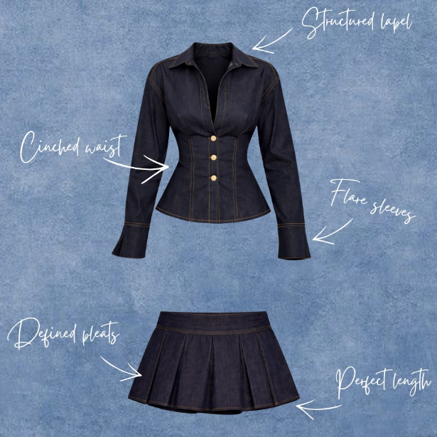 Adorable Denim Mini Skirt Set