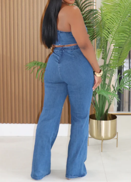 Adorable Flower Denim Set