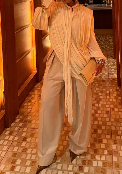 Chiffon Draped Shoulder Blouse