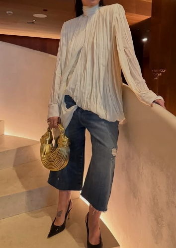 Chiffon Draped Shoulder Blouse