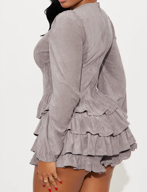 Suede Lace-up Romper