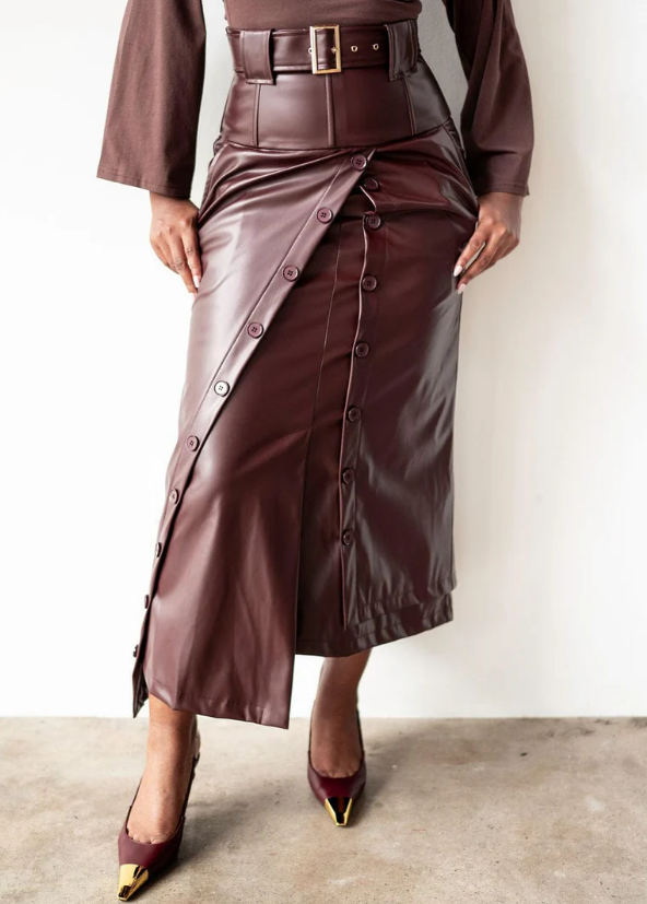 Classic High Waist Button Down Skirt