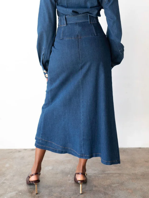 Classic High Waist Button Down Skirt