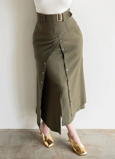 Classic High Waist Button Down Skirt