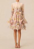 Printed Breasted Short Dress