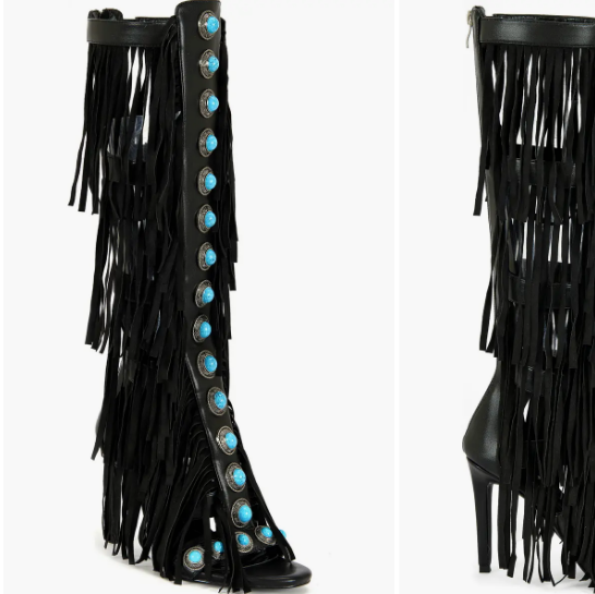 Knee High Fringe Sandals