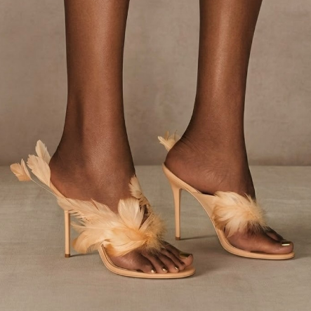 Elegant Feather Mules