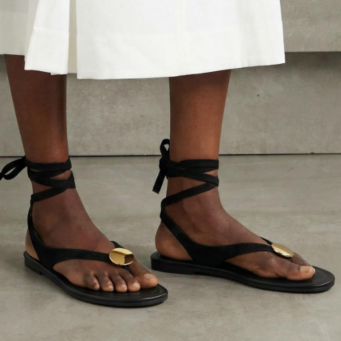 Adjustable Lace-Up Flat Sandals