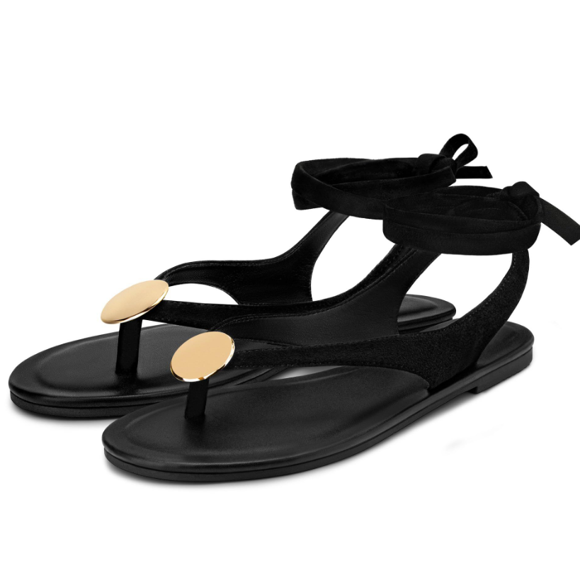 Adjustable Lace-Up Flat Sandals