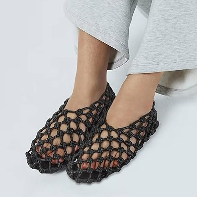 Round-toe Woven Cut-Out Ballet Flats