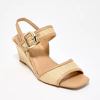 Raffia Slingback Wedge Sandals