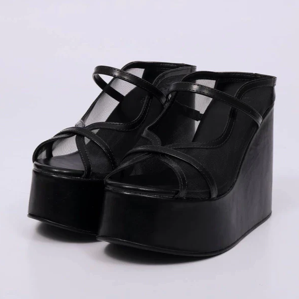 Robust Wedge Platform Mesh Sandals