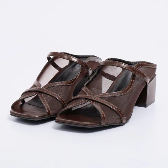Elegant Mesh Slingback Heel Sandals