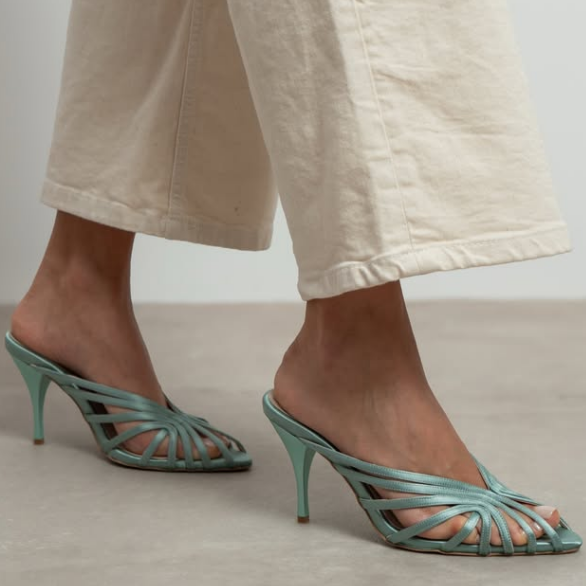 Satin Open-toe Detail Summer Shell Sandals