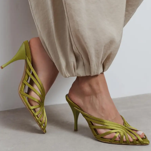 Satin Open-toe Detail Summer Shell Sandals