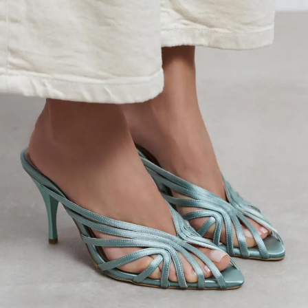 Satin Open-toe Detail Summer Shell Sandals