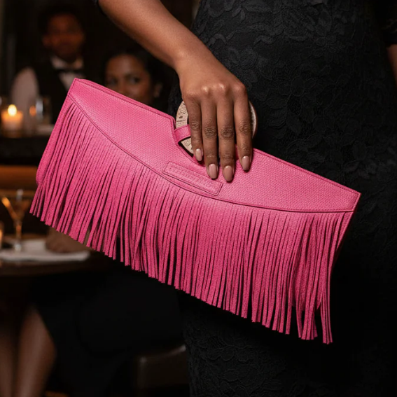 Fringed Solid Clutch