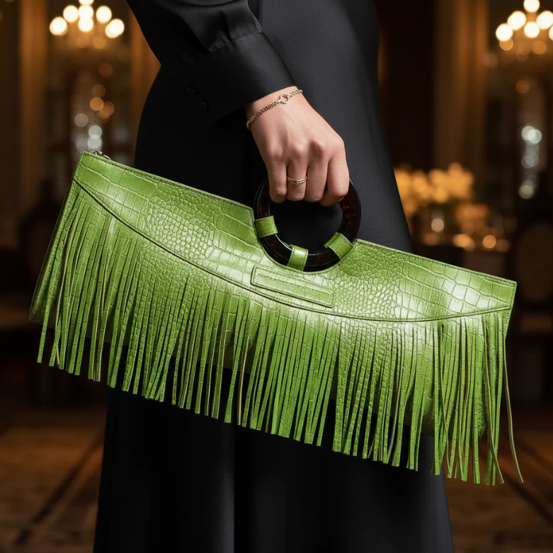 Fringed Solid Clutch