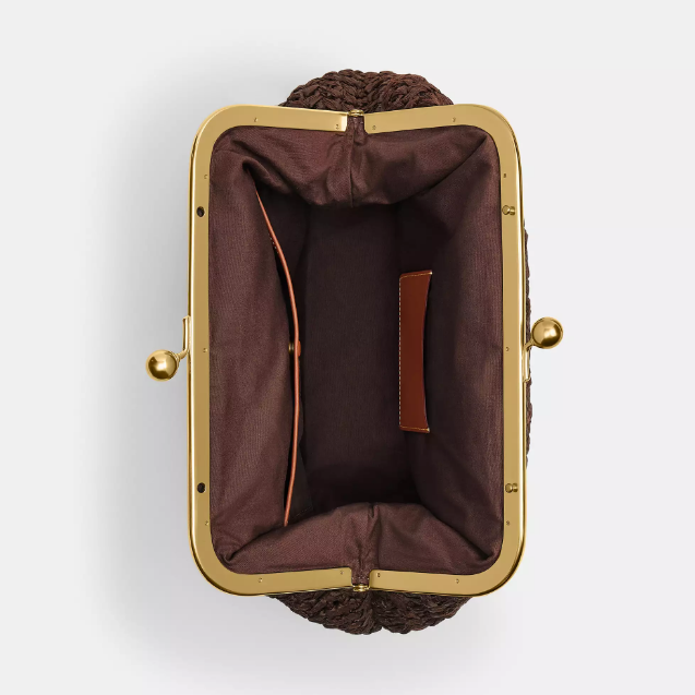 Straw Summer Time Kisslock Frame Bag