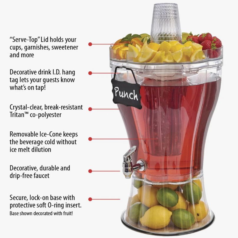 Beverage Dispenser with Stand - Stackable Drink Server for Parties