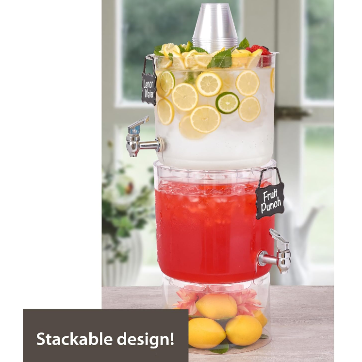Beverage Dispenser with Stand - Stackable Drink Server for Parties