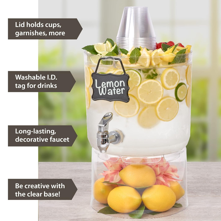 Beverage Dispenser with Stand - Stackable Drink Server for Parties
