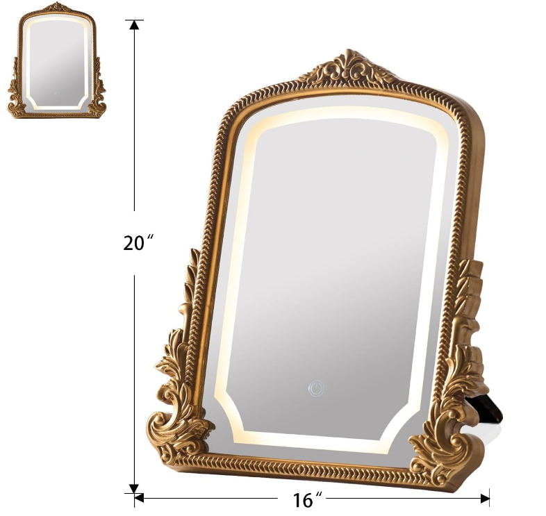 Vintage Vanity Mirror with Three-Color Lighting