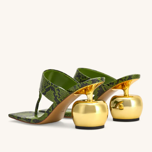 Snake Print Green Sandals
