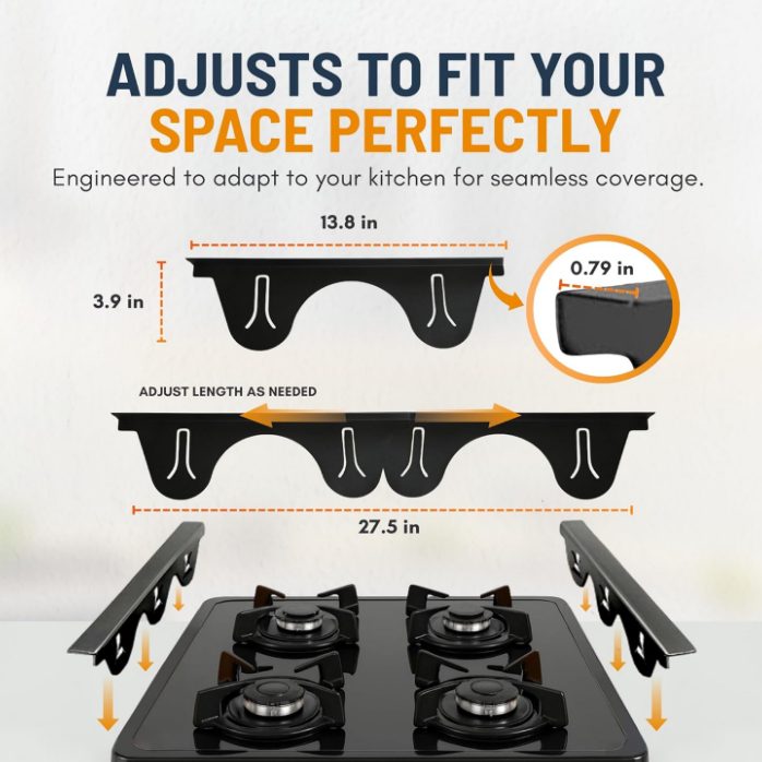 Adjustable Stainless Steel Stove Gap Covers (2 Pack)