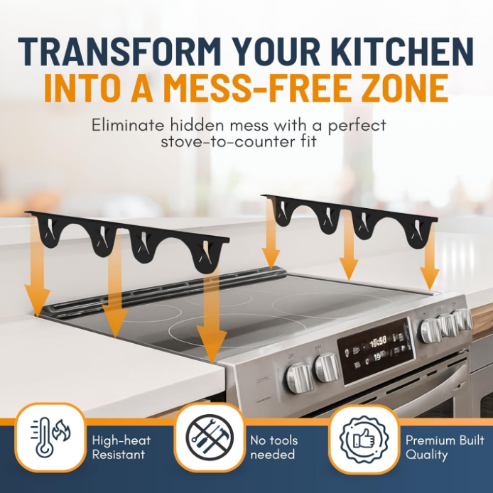 Adjustable Stainless Steel Stove Gap Covers (2 Pack)