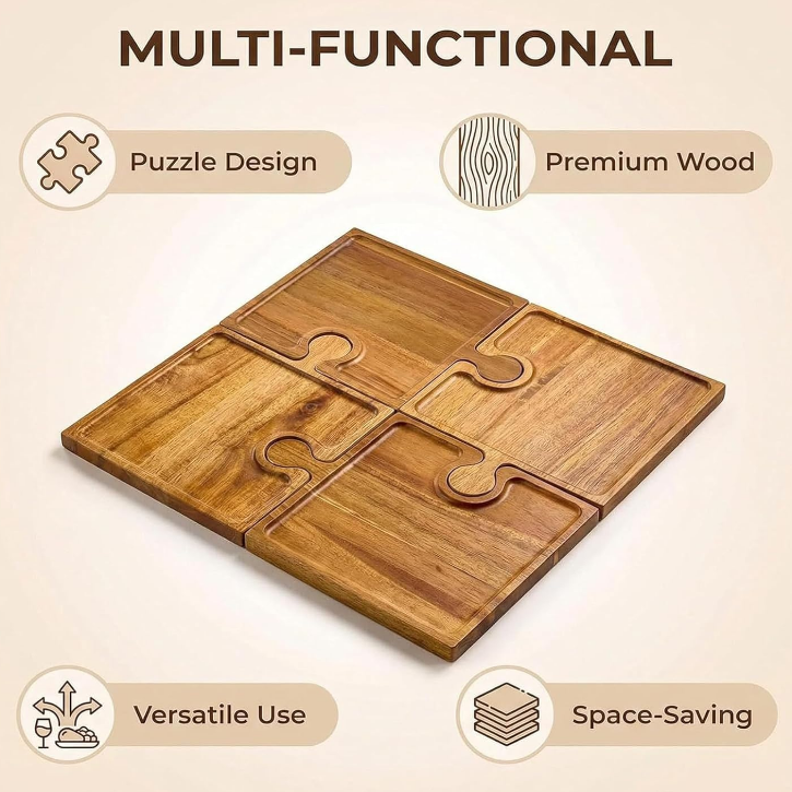Wooden Charcuterie Board - Cheese Tray Set | 4 piezas