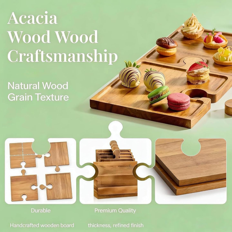Wooden Charcuterie Board - Cheese Tray Set | 4 piezas