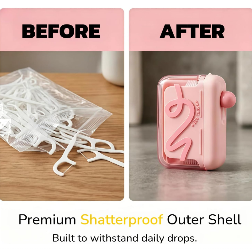 Automatic Pop-up Portable Floss Dispenser With 10 Pcs Dental Floss