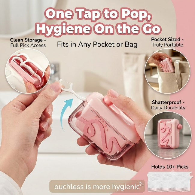 Automatic Pop-up Portable Floss Dispenser With 10 Pcs Dental Floss