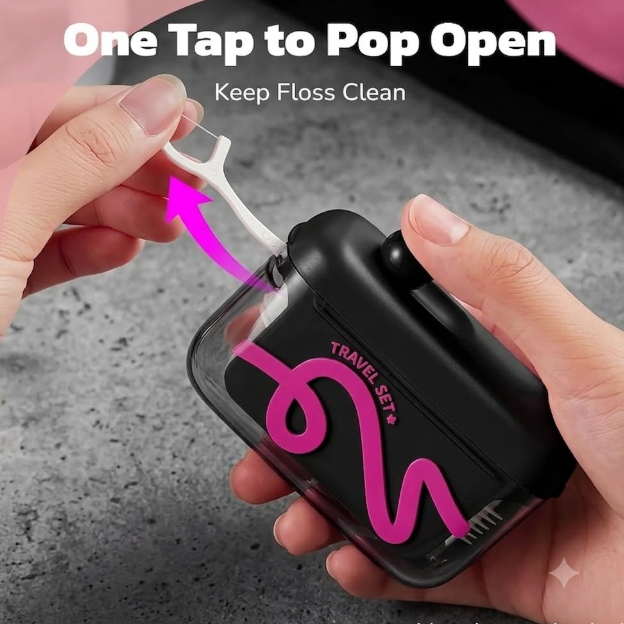 Automatic Pop-up Portable Floss Dispenser With 10 Pcs Dental Floss