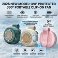 Clip On Fan - Bladeless Rechargeable Mini Cooling Fan 360 Rotatable Head