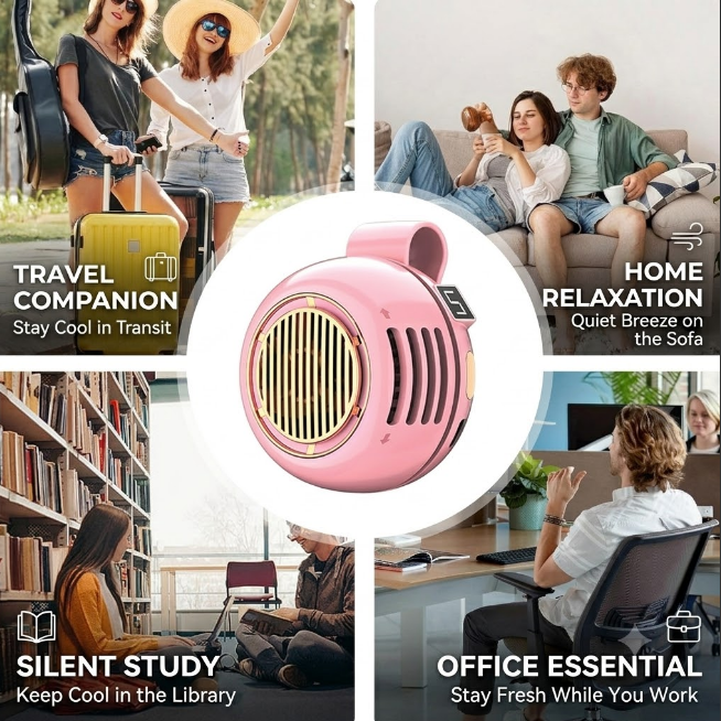 Clip On Fan - Bladeless Rechargeable Mini Cooling Fan 360 Rotatable Head