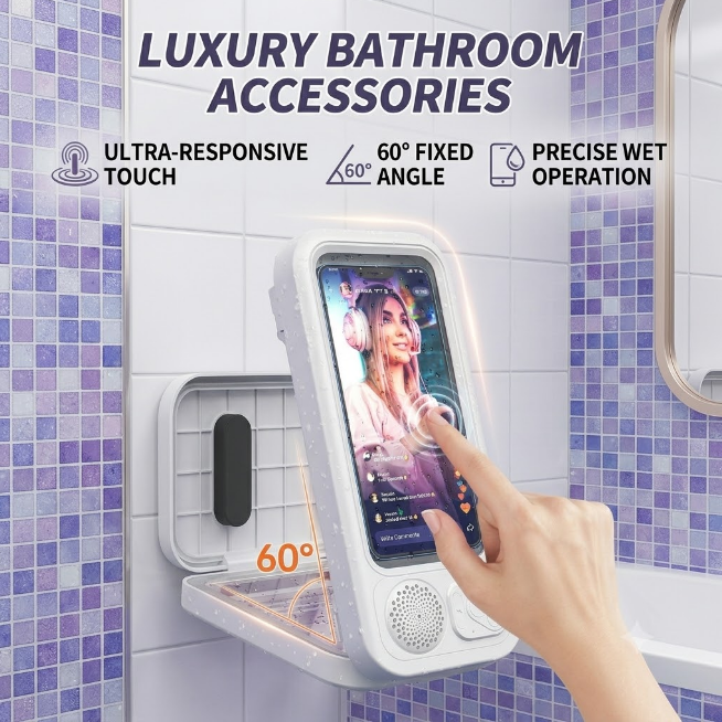 Waterproof Shower Phone Holder with Bluetooth-Speaker
