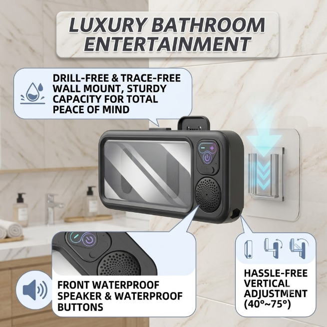 Waterproof Shower Phone Holder with Bluetooth-Speaker