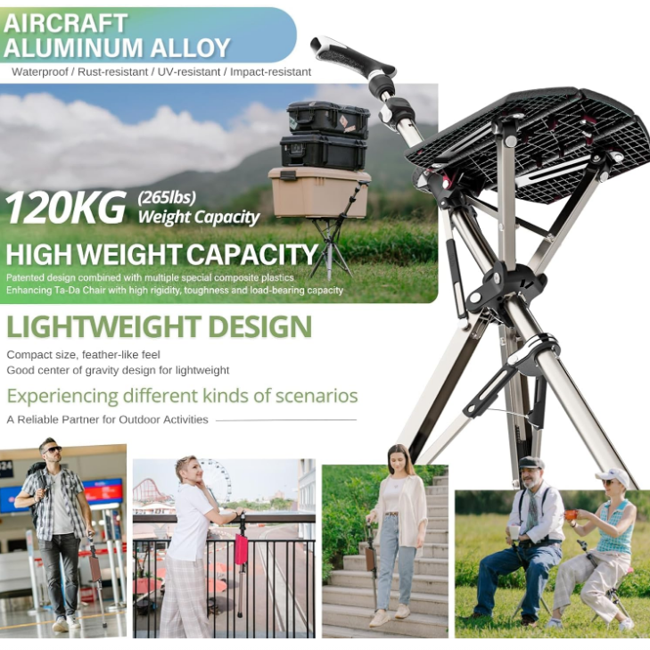Adjustable Height Walking Stick with Seat