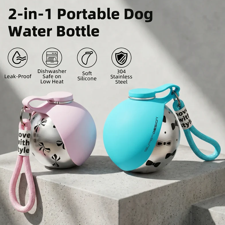 2-in-1 Portable Dog Water Bottle