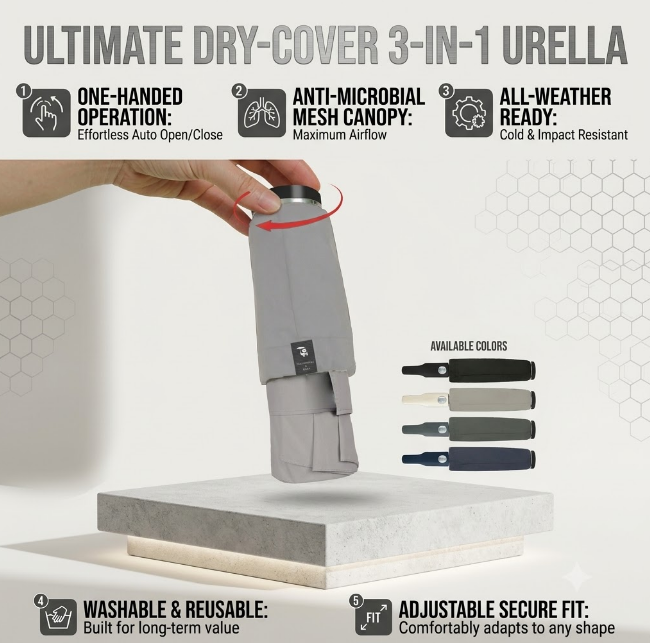 Automatic Open & Close Folding Umbrella with Waterproof Sleeve