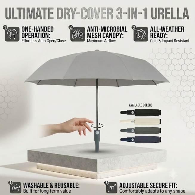 Automatic Open & Close Folding Umbrella with Waterproof Sleeve